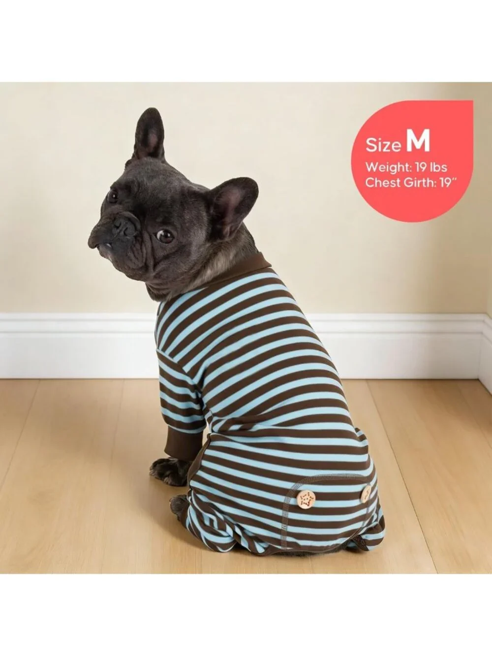 Cozy Blue Striped Dog Pajamas, Comfy 4-Legged Onesie Sleepwear for Small Pets